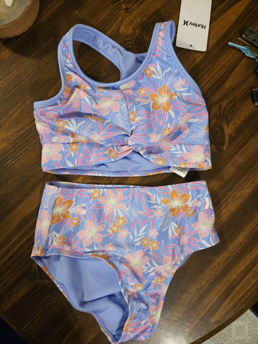 Hurley Lavender Floral Girls' Two-Piece Swim Set